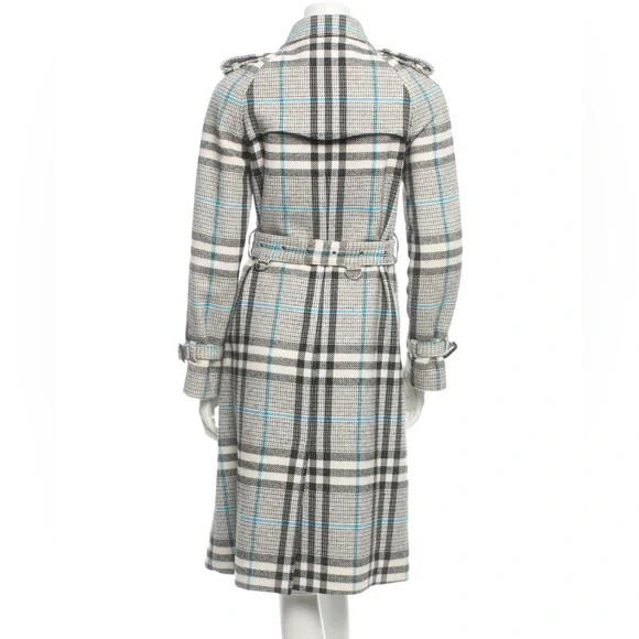 BURBERRY COAT plaid double-breasted trench coat S/US 4